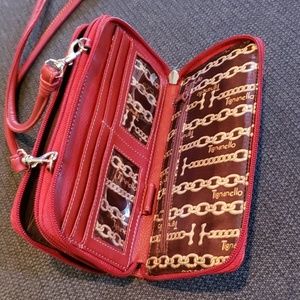 Red wallet purse wristlet clutch Tignanello